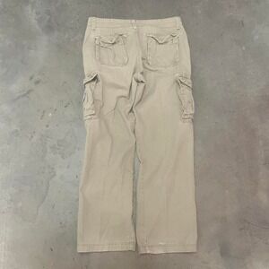 Y2K mens tan baggy cargo loose fit pants paratrooper utility 34